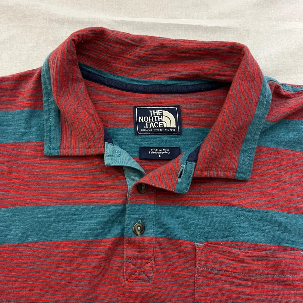 The North Face Lot Of 2 Polo Shirt Mens Large Striped Cotton Outdoors Size Large